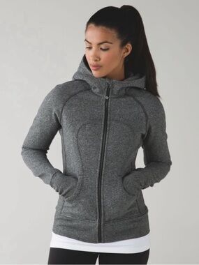 lululemon athletica Heathered Charcoal Full-Zip Scuba Hoodie, size 4